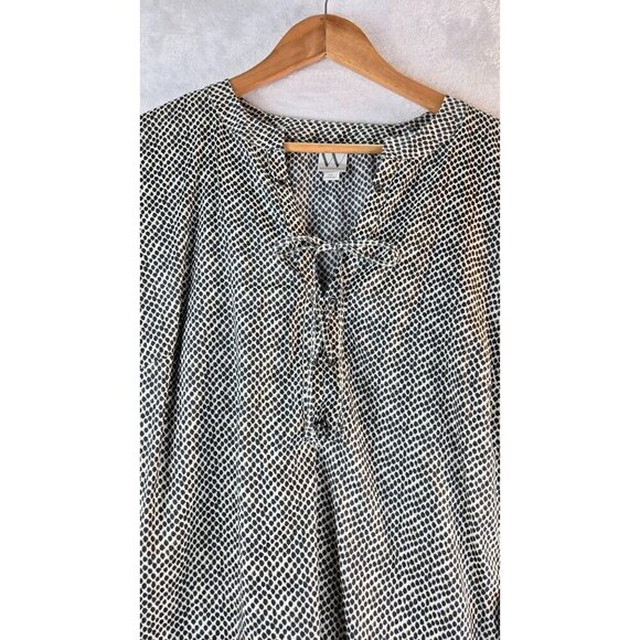 Longsleeve Blouson Sleeve Peasant Blouse 1X Worthington Drawstring Cheetah Print - Picture 3 of 13